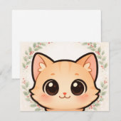 Moe Uitnodiging met Kawaii Kattengezicht (Voorkant / Achterkant)