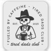 Moe vaders club aangepaste datum grappige koffie l sticker (Voorkant)