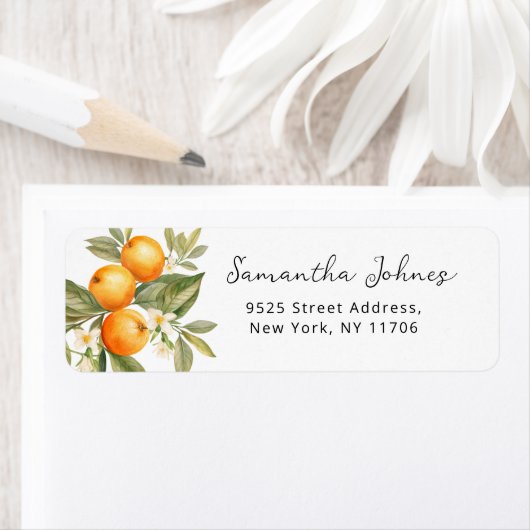 Moe waterverf citrus retour adreslabel etiket (Insitu)