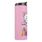 Moe wuivende kat hallo roze thermosbeker (Gedraaid links)