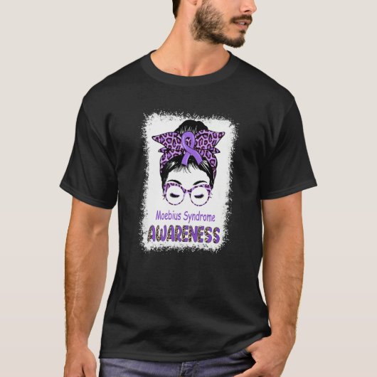 Moebius Syndrome Awareness Paarse Messy Bun Moebiu T-shirt (Voorkant)