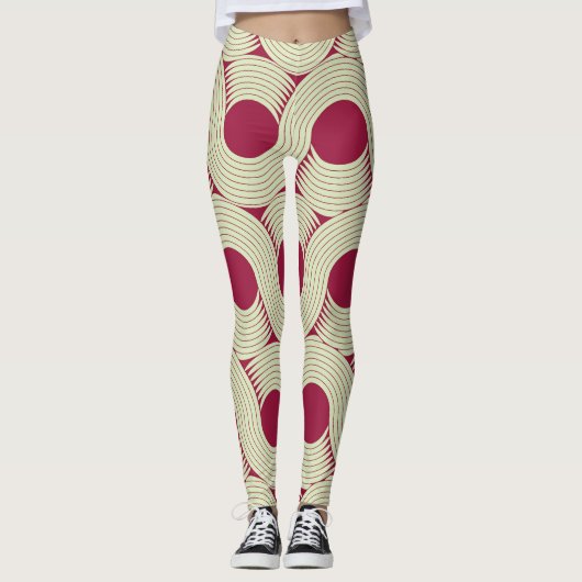 Moebiusstreep: Oneindige rood-groene Tegel Leggings (Voorkant)