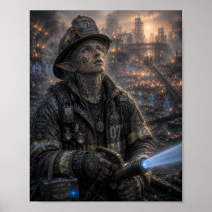 Moed / Brandweerman / Brandend District Poster