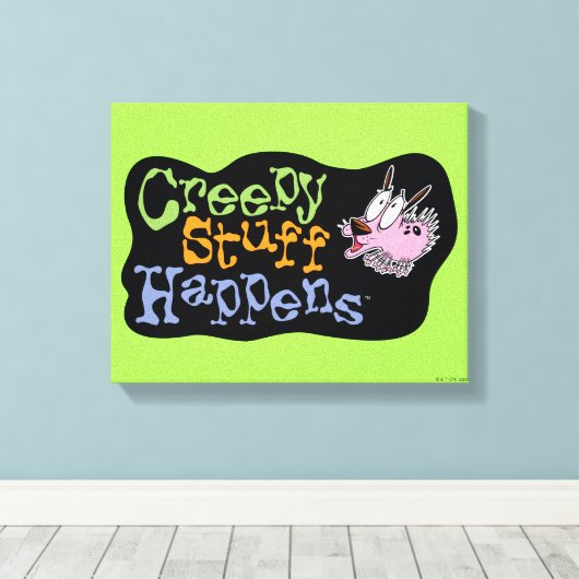 Moed de laffe hond | Creepy Stuff gebeurt Canvas Afdruk (Insitu (Houten vloer))