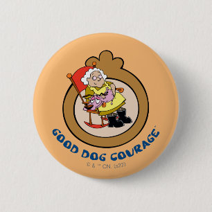 Moed de laffe hond   Good Dog Courage Ronde Button 5,7 Cm