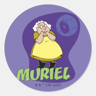 Moed de laffe hond   Muriel Graphic Ronde Sticker
