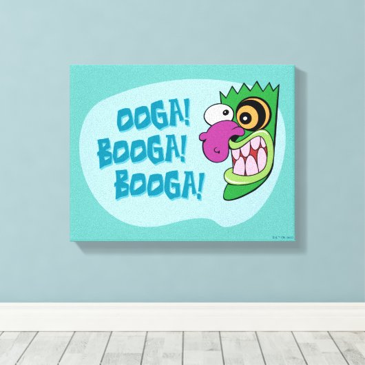 Moed de laffe hond | Ooga Booga Booga! Canvas Afdruk (Insitu (Houten vloer))