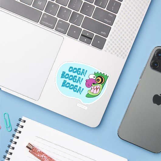Moed de laffe hond | Ooga Booga Booga! Sticker (Laptop met iPhone)