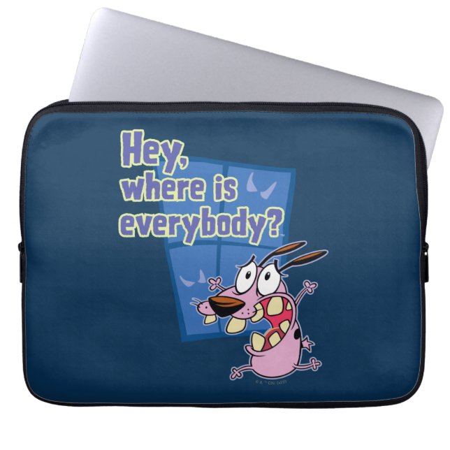 Moed de laffe hond | Waar is iedereen? Laptop Sleeve (Voorkant)