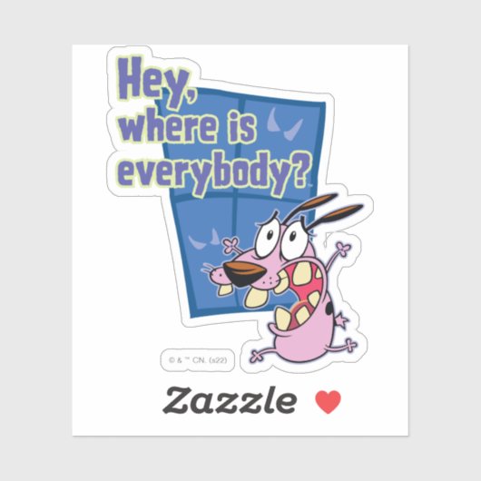 Moed de laffe hond | Waar is iedereen? Sticker (Vel)