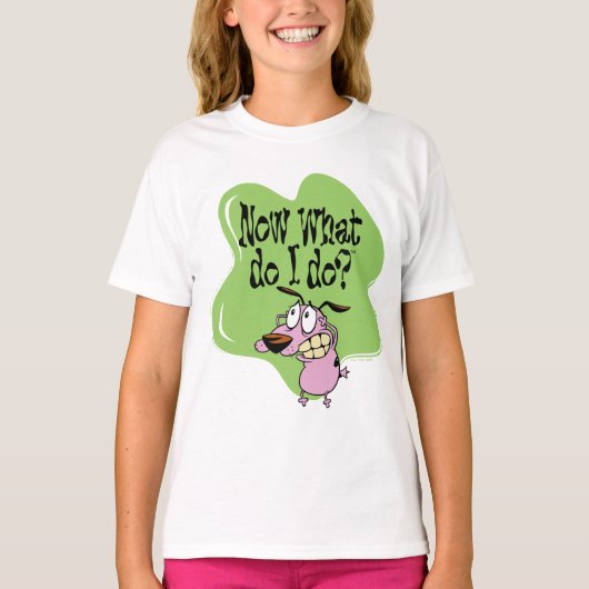 Moed de laffe hond | Wat moet ik nu doen? T-shirt (Voorkant)