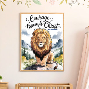 Moed door Christus Christelijke Nursery Wall Art Poster