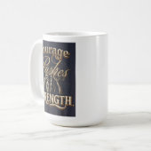 Moed duwt kracht koffiemok (Voorkant links)