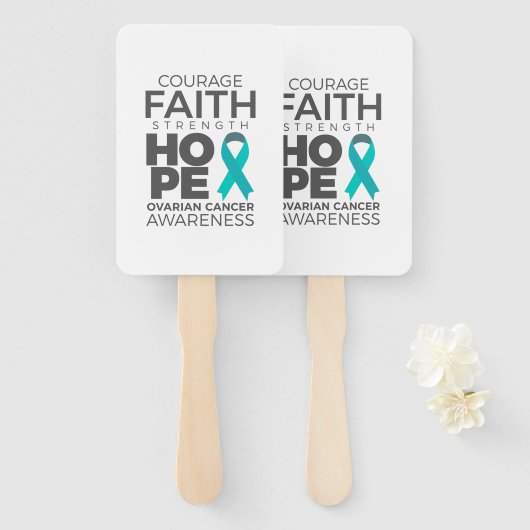Moed Faith Strength Hope Ovarian Awareness Handwaaier (Voorkant en achterkant)