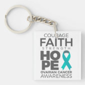 Moed Faith Strength Hope Ovarian Awareness Sleutelhanger (Voorkant)