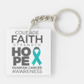Moed Faith Strength Hope Ovarian Awareness Sleutelhanger (Achterkant)