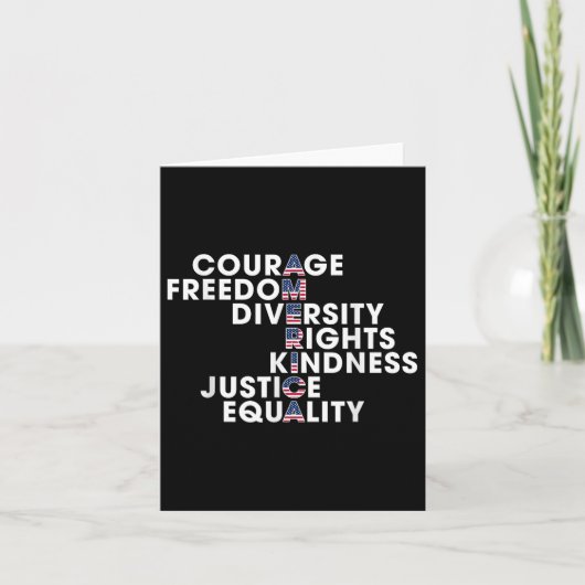 Moed Freedom Diversity Rights Kindness Justice Kaart (Voorkant)