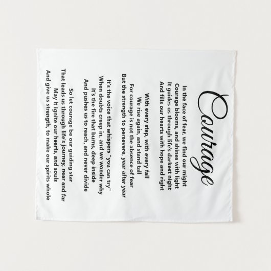 Moed Gedicht op Tapestry Wandkleed (Voorkant (horizontaal))