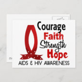 Moed, geloof, kracht, hoop AIDS Briefkaart (Voorkant / Achterkant)