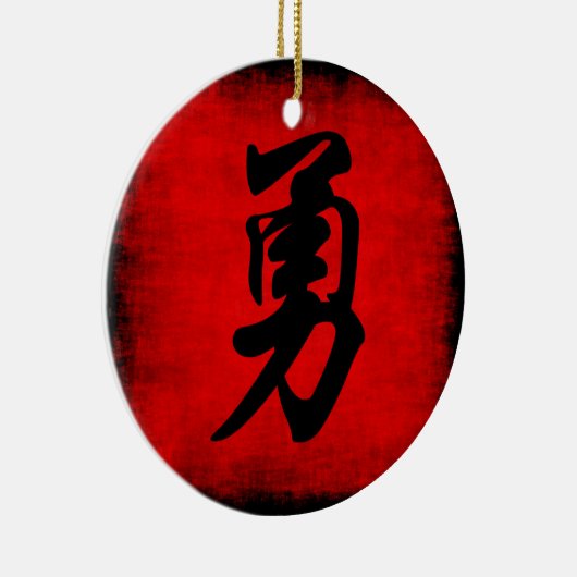 Moed in Chinese kalligrafie Keramisch Ornament (Rechts)