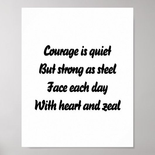 Moed inspirerend minigedicht poster (Voorkant)