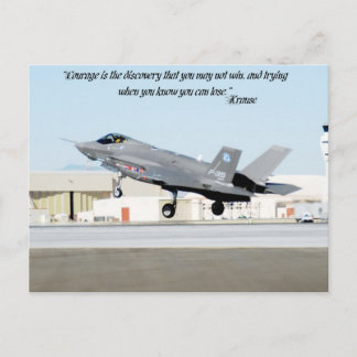 "Moed is de ontdekking die je misschien niet wint, Briefkaart