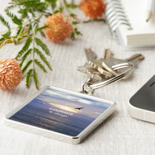 Moed om te veranderen sleutelhanger (Zijkant)