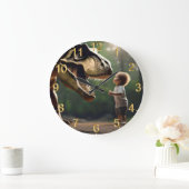 *Moed ontketend: een kleine jongen kijkt naar de T Grote Klok (Huis)