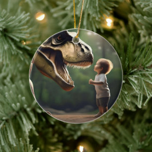 *Moed ontketend: een kleine jongen kijkt naar de T Keramisch Ornament
