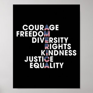 Moed Vrijheid Diversiteit Rechten Vriendelijkheid Poster