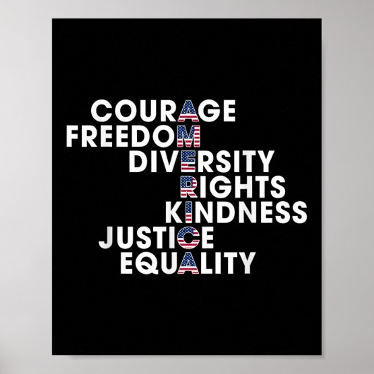 Moed Vrijheid Diversiteit Rechten Vriendelijkheid Poster (Voorkant)