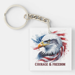 Moed & Vrijheid USA Vlag Patriotisch Cadeau Sleutelhanger