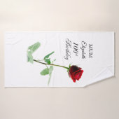 Moeder 100ste Verjaardag Rode Rozenbloem Gepersona Badhanddoek (Badhanddoek)