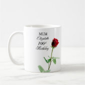 Moeder 100ste Verjaardag Rode Rozenbloem Gepersona Koffiemok (Links)