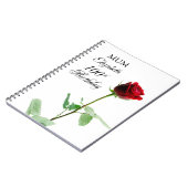 Moeder 100ste Verjaardag Rode Rozenbloem Gepersona Notitieboek (Linkerzijde)