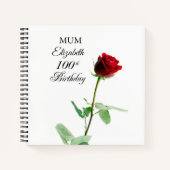 Moeder 100ste Verjaardag Rode Rozenbloem Gepersona Notitieboek (Voorkant)