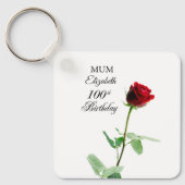 Moeder 100ste Verjaardag Rode Rozenbloem Gepersona Sleutelhanger (Voorkant)