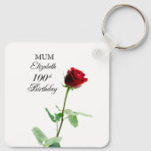 Moeder 100ste Verjaardag Rode Rozenbloem Gepersona Sleutelhanger (Achterkant)