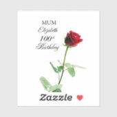 Moeder 100ste Verjaardag Rode Rozenbloem Gepersona Sticker (Vel)