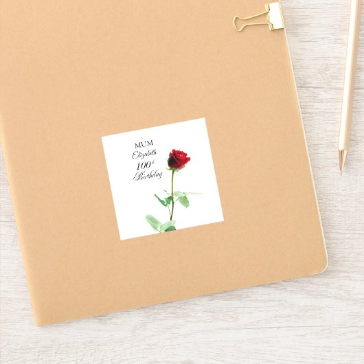 Moeder 100ste Verjaardag Rode Rozenbloem Gepersona Sticker (Notitieboek)