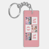 Moeder 3 Foto Collage Roze Sleutelhanger (Voorkant Links)