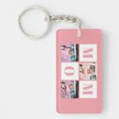 Moeder 3 Foto Collage Roze Sleutelhanger (Voorkant)