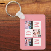 Moeder 3 Foto Collage Roze Sleutelhanger (Voorkant)
