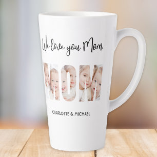 Moeder 3 foto's uitsneden letters latte mok