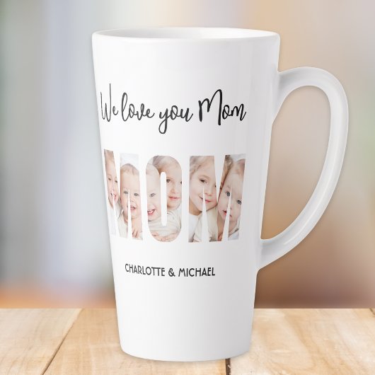 Moeder 3 foto's uitsneden letters latte mok