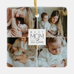 Moeder 4 foto collage kerstornament keramisch ornament