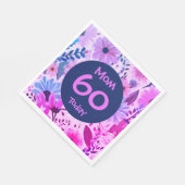 Moeder 60 vandaag roze en blauw bloemfeest servet (Hoek)