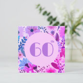 Moeder 60e verjaardag Floral roze en Lila Kaart (Staand voorkant)