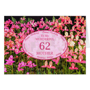 Moeder 62e verjaardag met roze bloemen