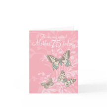 Moeder 75ste verjaardag vlinders kaart